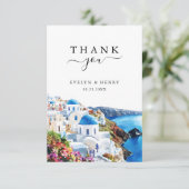 Santorini Greece Watercolor Destination Wedding Bedankkaart (Staand voorkant)
