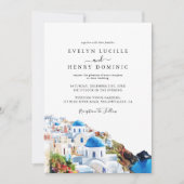 Santorini Greece Watercolor Destination Wedding Kaart (Voorkant)