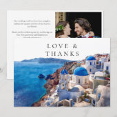 Santorini Greece Watercolor Wedding Photo Bedankkaart (Voorkant / Achterkant)