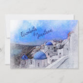 Santorini Greece Waterverf Destination Wedding Kaart (Voorkant)