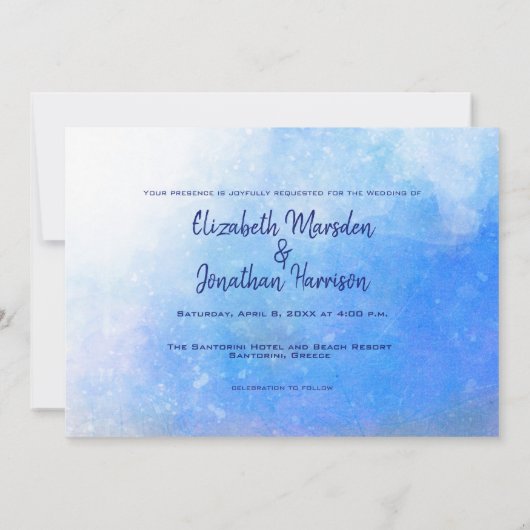 Santorini Greece Waterverf Destination Wedding Kaart (Achterkant)