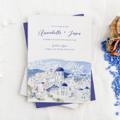 Santorini Greece Waterverf Destination Wedding Save The Date