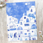 Santorini Greece Waterverf Painting Briefkaart<br><div class="desc">Een modern schilderij van de waterverf van het Griekse eiland Santorini. Originele kunst van Nic Squirrell.</div>