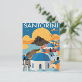 Santorini Greece Waterverf Painting Briefkaart (Staand voorkant)