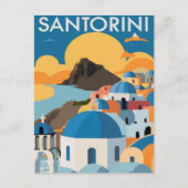 Santorini Greece Waterverf Painting Briefkaart (Voorkant)