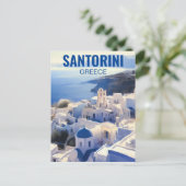 Santorini Greece Waterverf Painting Briefkaart (Staand voorkant)