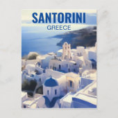 Santorini Greece Waterverf Painting Feestdagenkaart (Voorkant)