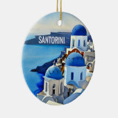 Santorini Greece Waterverf Painting Keramisch Ornament (Rechts)