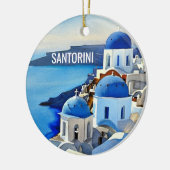 Santorini Greece Waterverf Painting Keramisch Ornament (Links)