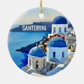Santorini Greece Waterverf Painting Keramisch Ornament (Achterkant)