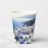 Santorini Greece Waterverf Painting Papieren Bekers (Voorkant)