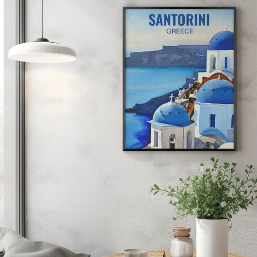 Santorini Greece Waterverf Painting Poster