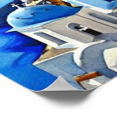 Santorini Greece Waterverf Painting Poster (Hoek)