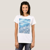 Santorini Greece Waterverf Painting T-shirt (Voorkant volledig)