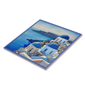 Santorini Greece Waterverf Painting Tegeltje (Zijkant)
