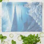 Santorini Greece Waterverf Painting Theedoek (Gevouwen)