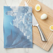 Santorini Greece Waterverf Painting Theedoek (Quarter Fold)