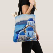 Santorini Greece Waterverf Painting Tote Bag (Dichtbij)