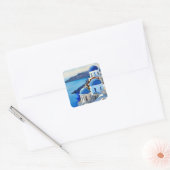 Santorini Greece Waterverf Painting Vierkante Sticker (Envelop)