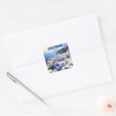Santorini Greece Waterverf Painting Vierkante Sticker (Envelop)