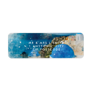Santorini Greece waterverf return address label