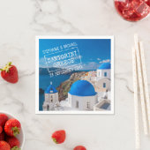 Santorini Greece Wedding Passport Stamp Servet (Insitu)