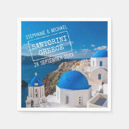 Santorini Greece Wedding Passport Stamp Servet