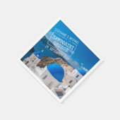 Santorini Greece Wedding Passport Stamp Servet (Hoek)