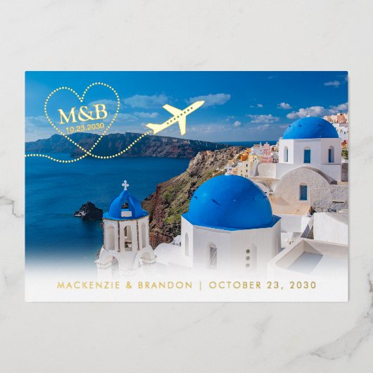 Santorini Greece Wedding Save the Date Briefkaart (Voorkant)