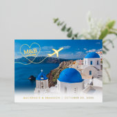 Santorini Greece Wedding Save the Date Briefkaart (Staand Voorkant)