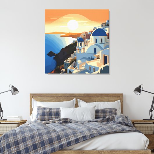 SANTORINI GRIEKENLAND #1 CANVAS AFDRUK (Insitu (Slaapkamer))
