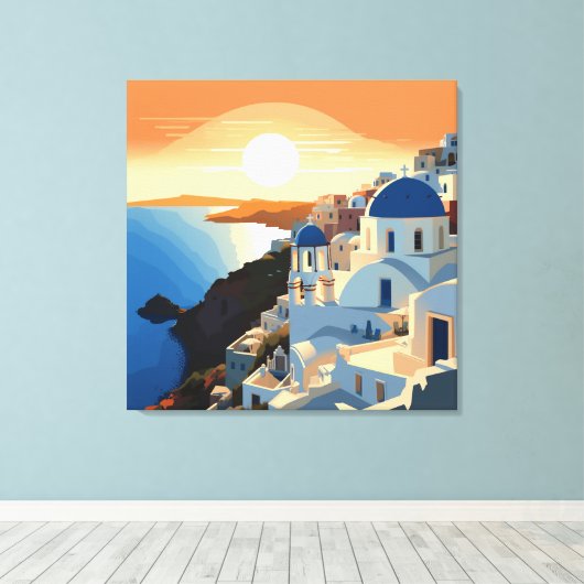 SANTORINI GRIEKENLAND #1 CANVAS AFDRUK (Insitu (Houten vloer))