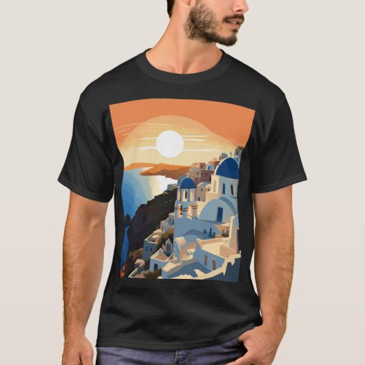 SANTORINI GRIEKENLAND #1 T-SHIRT (Voorkant)