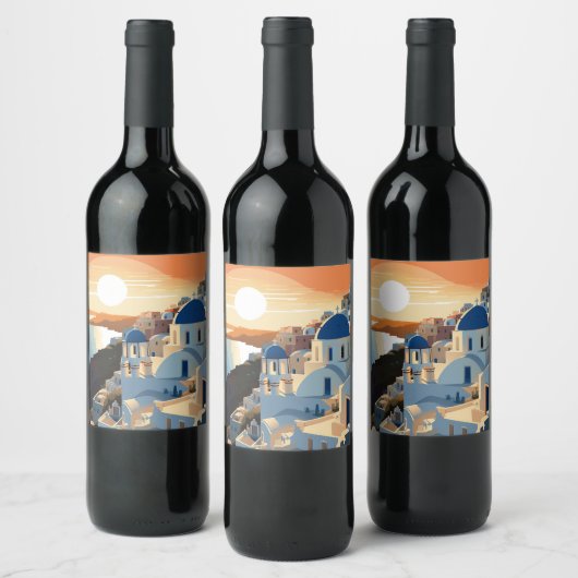 SANTORINI GRIEKENLAND #1 WIJN ETIKET (Flessen)