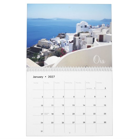 Santorini Griekenland Agenda Kalender (Jan 2027)