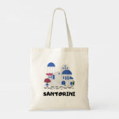 Santorini Griekenland Architectuur Blauw dak Tote Bag (Achterkant)