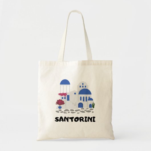 Santorini Griekenland Architectuur Blauw dak Tote Bag (Voorkant)