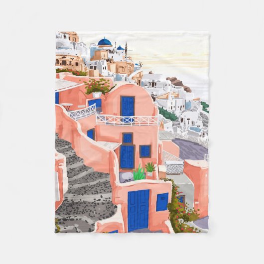 Santorini Griekenland Architectuur Fleece Deken (Voorkant)