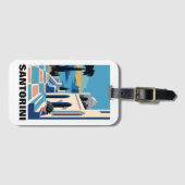 Santorini Griekenland Architectuur Schilderen Bagagelabel (Voorkant (horizontaal))