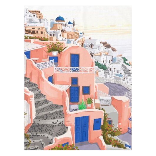 Santorini Griekenland Architectuur Tafelkleed (Voorkant)