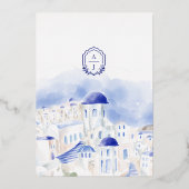 Santorini Griekenland Architectuur Waterverf Bruil Folie Uitnodiging (Achterkant)