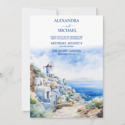 Santorini Griekenland Architectuur Waterverf Bruil Kaart (Voorkant)