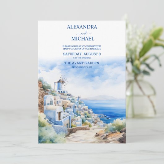 Santorini Griekenland Architectuur Waterverf Bruil Kaart (Staand voorkant)