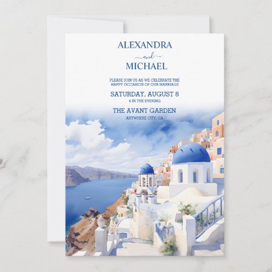 Santorini Griekenland Architectuur Waterverf Bruil Kaart (Voorkant)