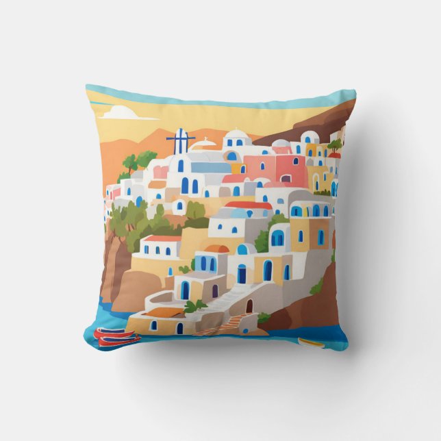 Santorini, Griekenland Art Print Sierkussen (Voorkant)