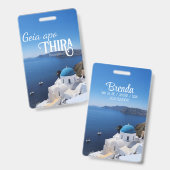 Santorini Griekenland bagagelabel Badge (Voor- en achterkant)