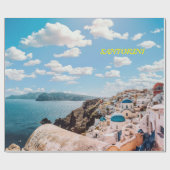 Santorini, Griekenland Beach House Cadeaupapier (Vlak)