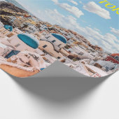Santorini, Griekenland Beach House Cadeaupapier (Hoek)
