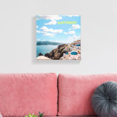 Santorini, Griekenland Beach House Canvas Afdruk (Insitu (Woonkamer))