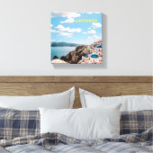 Santorini, Griekenland Beach House Canvas Afdruk (Insitu (Slaapkamer))